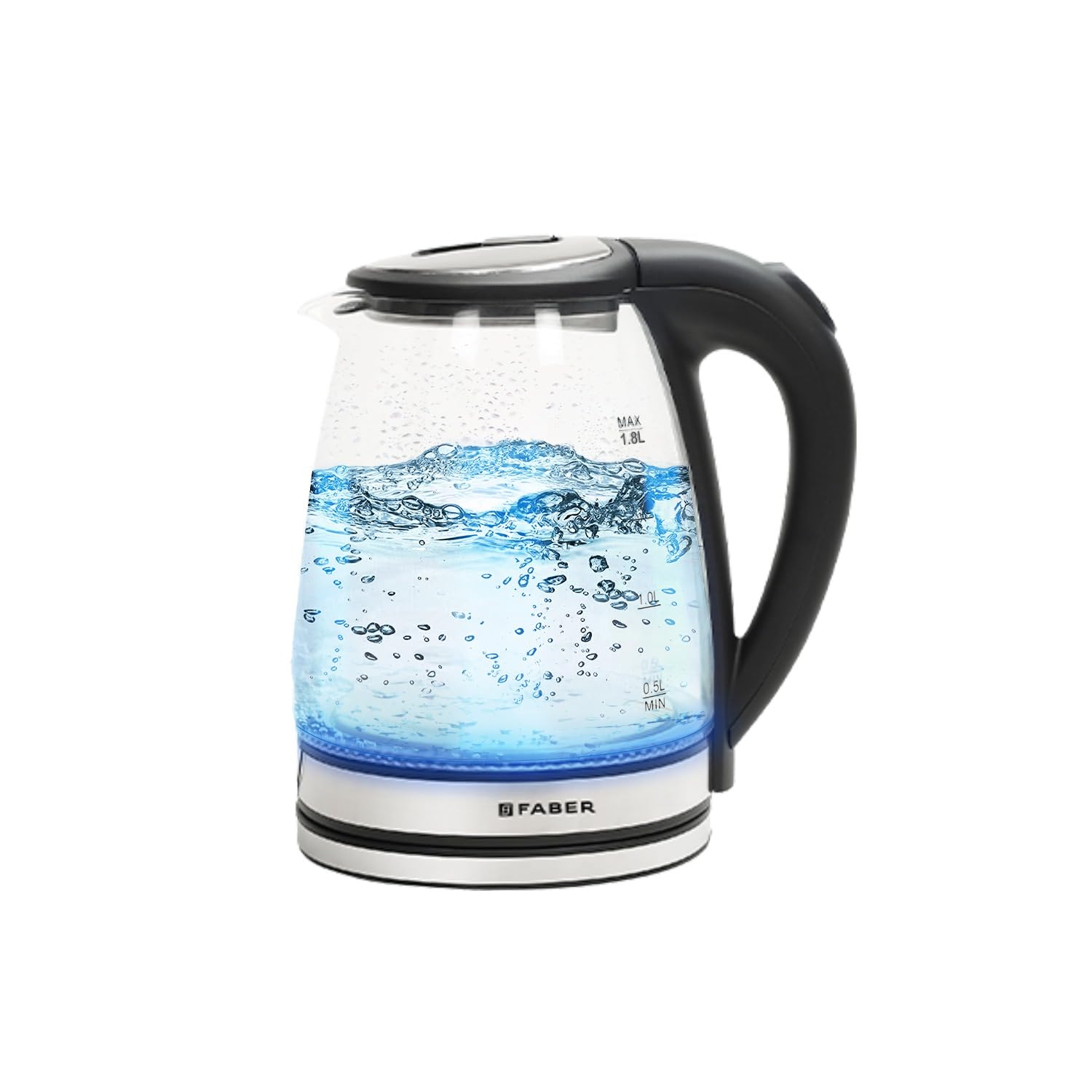 Faber 1.8L Electric Glass Kettle 1500W 2mm Borosilicate Glass